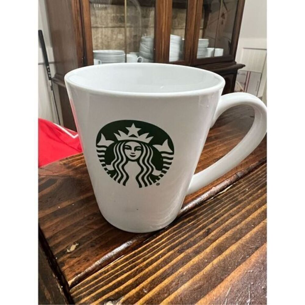 White Coffee Mug Green Emblem 2017 Starbucks 17.24 fl. oz